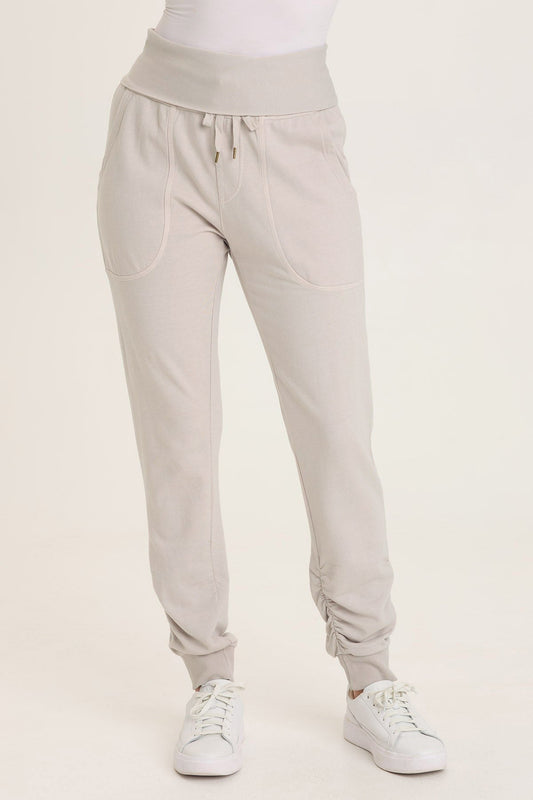Wearables Yaegar Slim Leg Jogger Pant with Ruched Details and Fold-Over Waistband Sonic Silver - XCVI