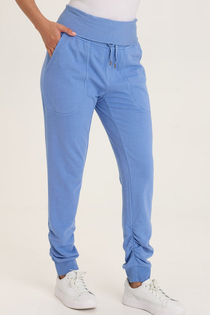 Wearables Yaegar Slim Leg Jogger Pant with Ruched Details and Fold-Over Waistband Shasta Lake - XCVI