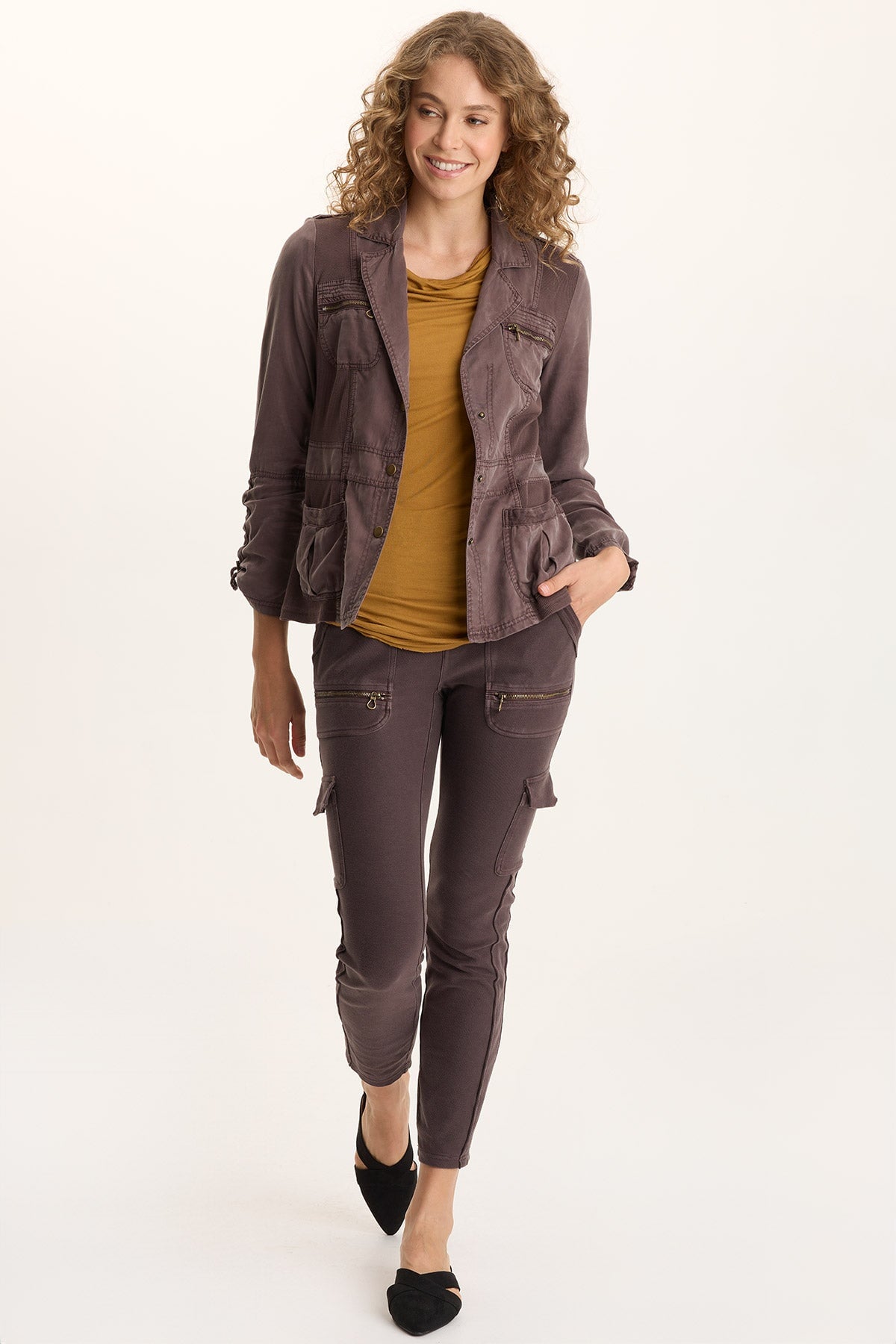Keelie Twill Knit Elevated Legging Bistro Pigment - XCVI