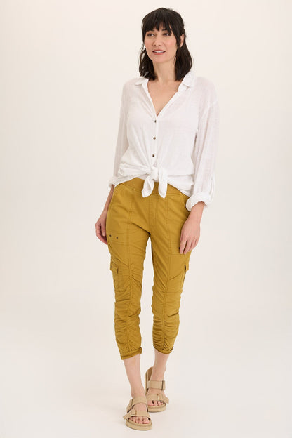 Wearables Tilton Stretch Poplin Ruched Crop Skinny Pant Radiance Pigment - XCVI