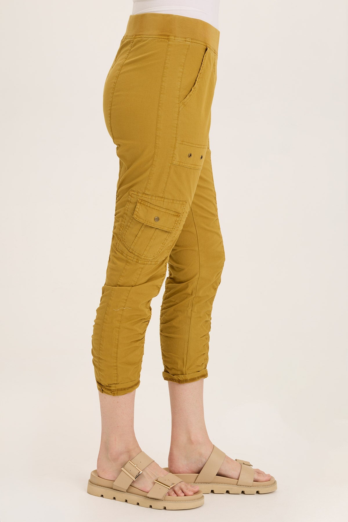 Wearables Tilton Stretch Poplin Ruched Crop Skinny Pant Radiance Pigment - XCVI