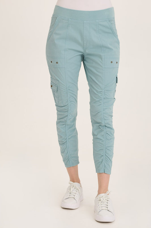 Wearables Tilton Stretch Poplin Ruched Crop Skinny Pant Ocean Front - XCVI