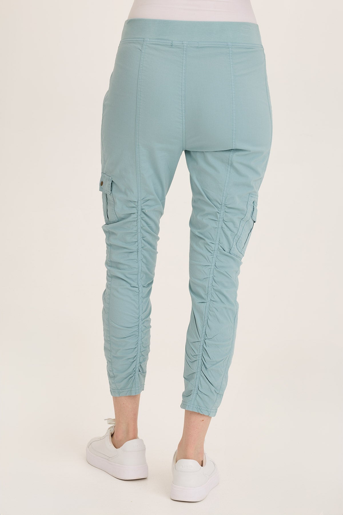 Wearables Tilton Stretch Poplin Ruched Crop Skinny Pant Ocean Front - XCVI