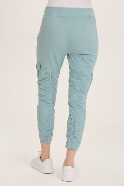 Wearables Tilton Stretch Poplin Ruched Crop Skinny Pant Ocean Front - XCVI