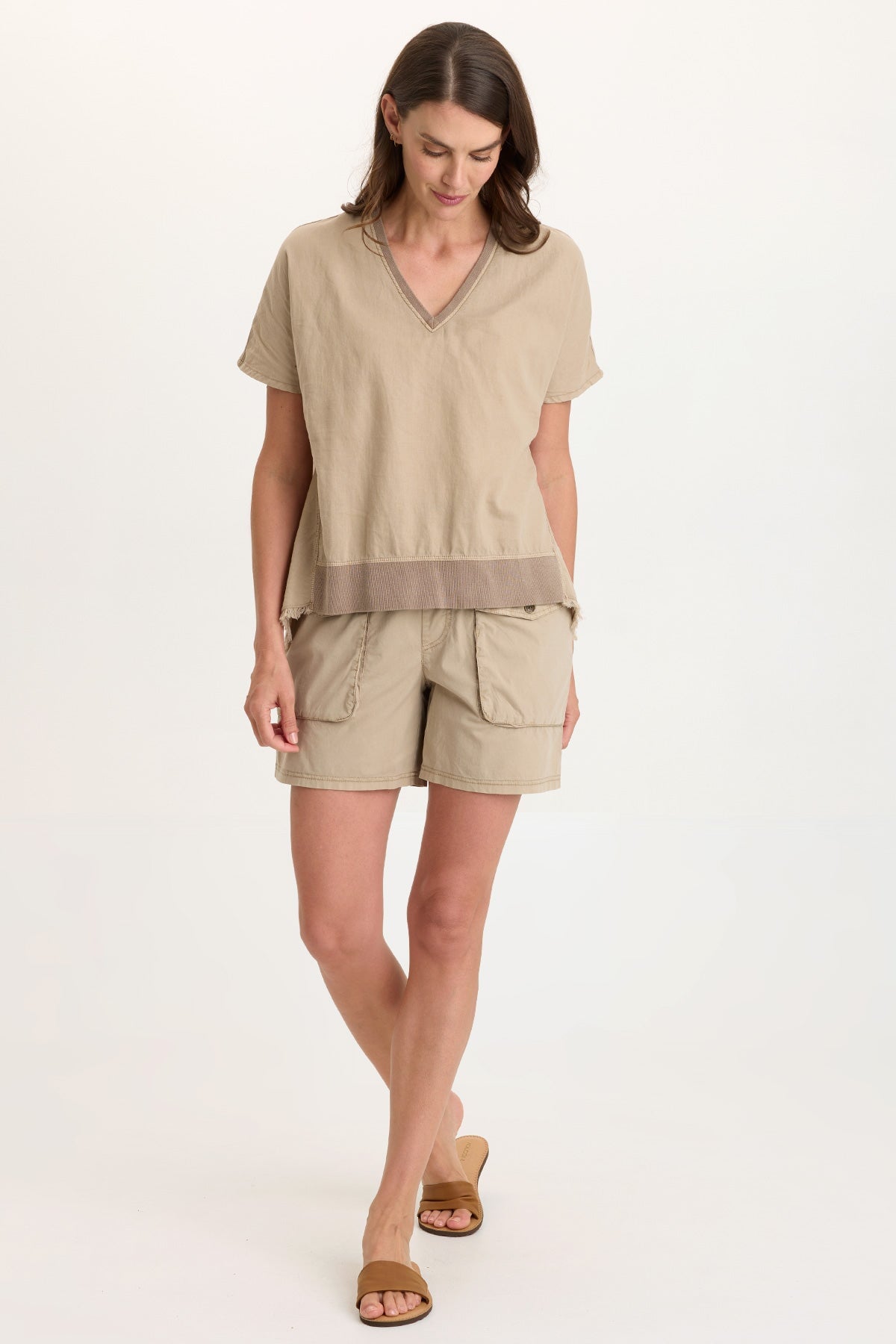 Carlo Stretch Poplin Front Pocket Pull-On Yoked Waist Short Roadside Pigment - XCVI