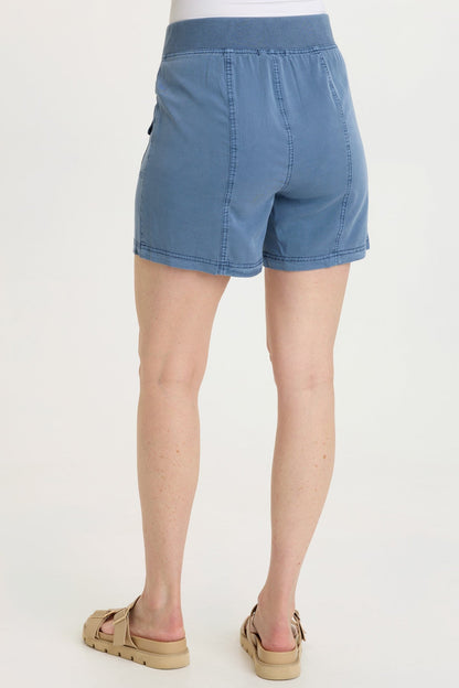 Prosper Twill Front Pockets Slimming Seams Pull-On Short Hypnotic Pigment - XCVI