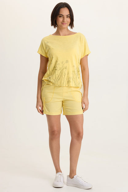 Haike Poplin Pull-On Mini Cargo Short Squash Blossom - XCVI