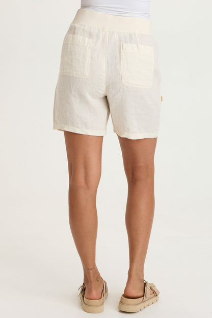 Jayci 100% Linen Cargo Pull-On Short Toasted Almond - XCVI