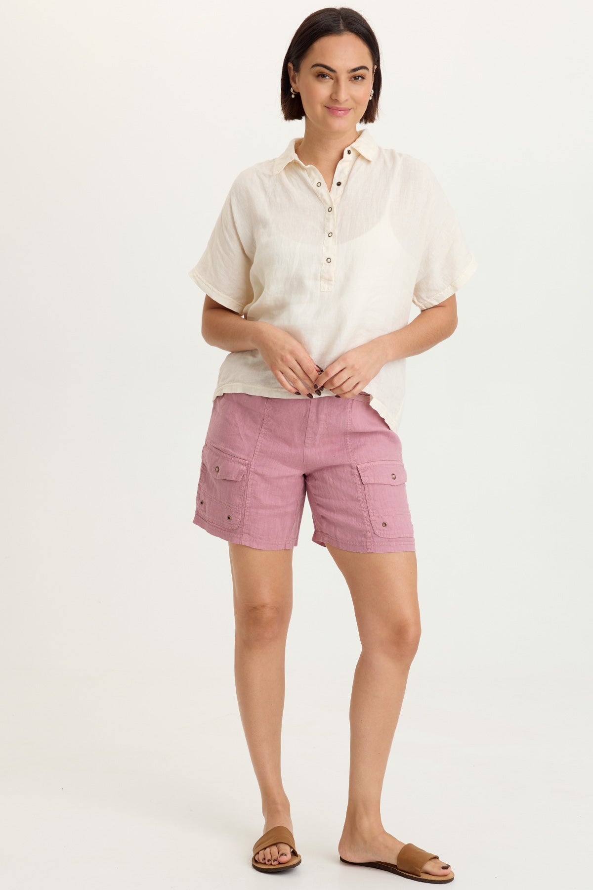 Jayci 100% Linen Cargo Pull-On Short Svelte - XCVI