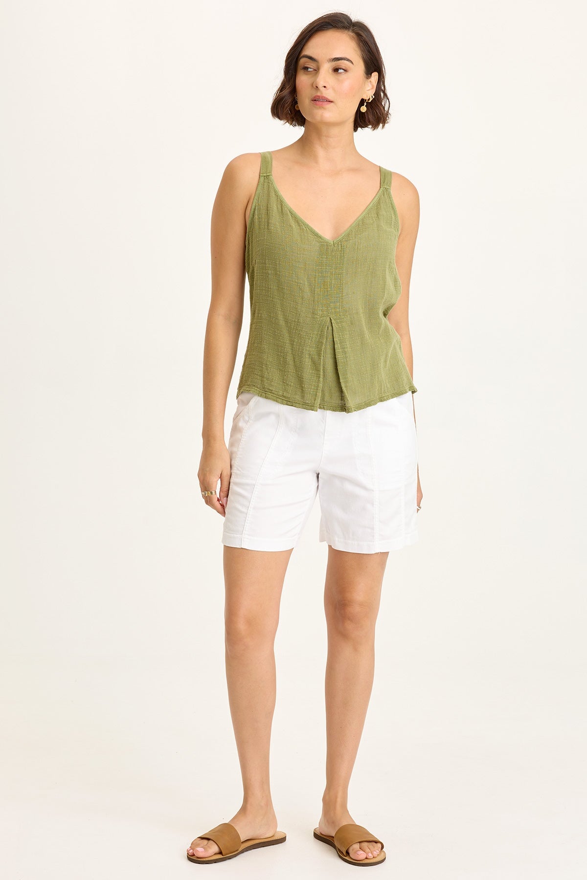 Wearables Louisa Twill Pull-On Short White - XCVI