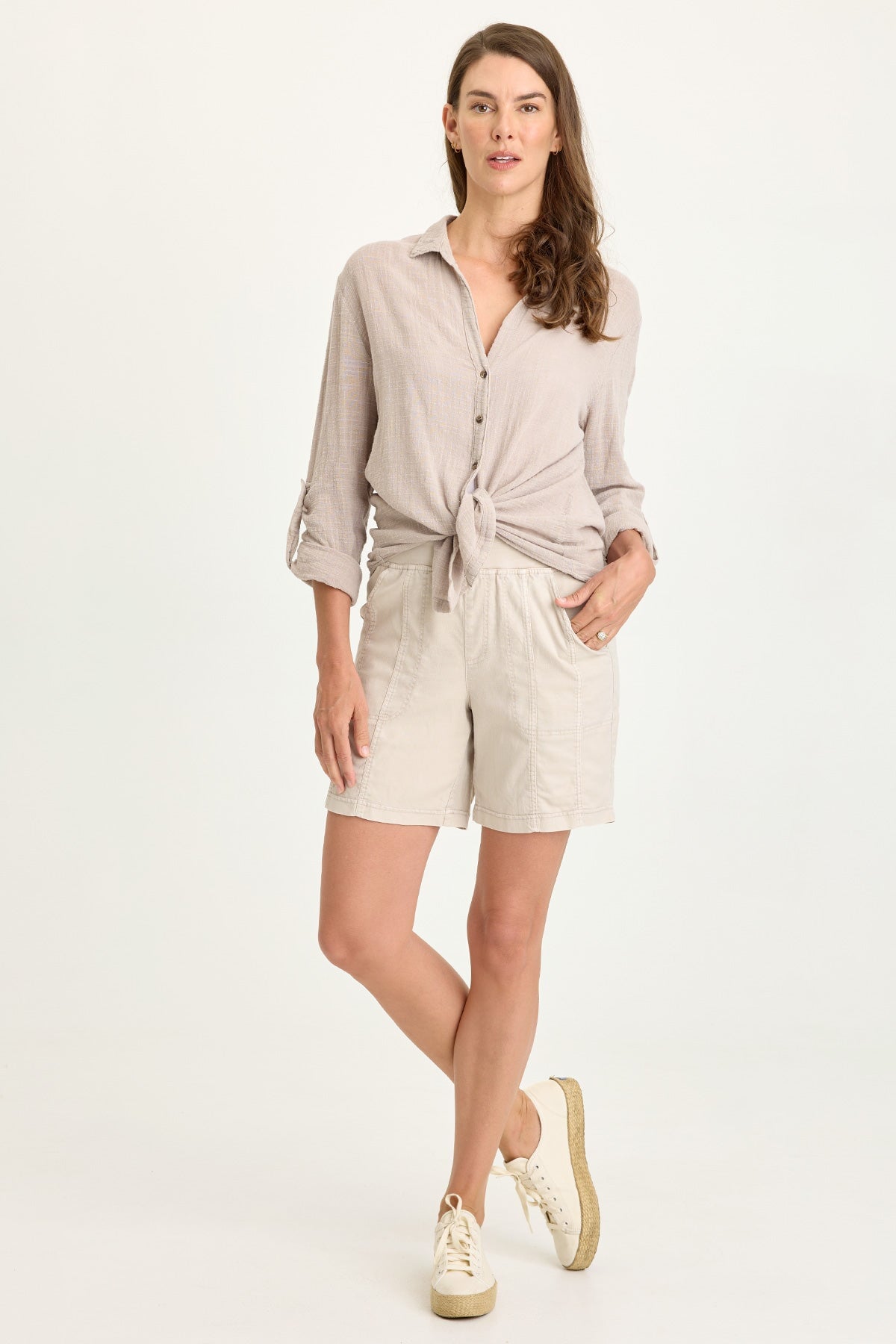 Wearables Louisa Twill Pull-On Short Clay Pot Pigment - XCVI