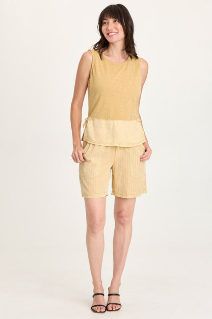 Lynn Pinstripe Twill Paperbag Waist Drawstring Short Raffia Pigment - XCVI