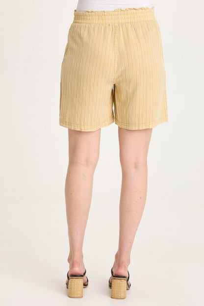 Lynn Pinstripe Twill Paperbag Waist Drawstring Short Raffia Pigment - XCVI
