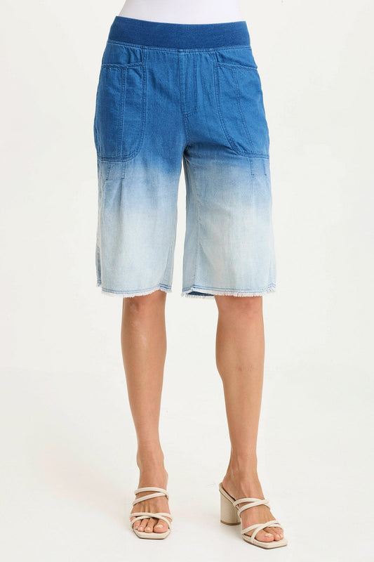 Themia Mock-Denim Classic Comfort Bermuda Short Vacillate Wash - XCVI