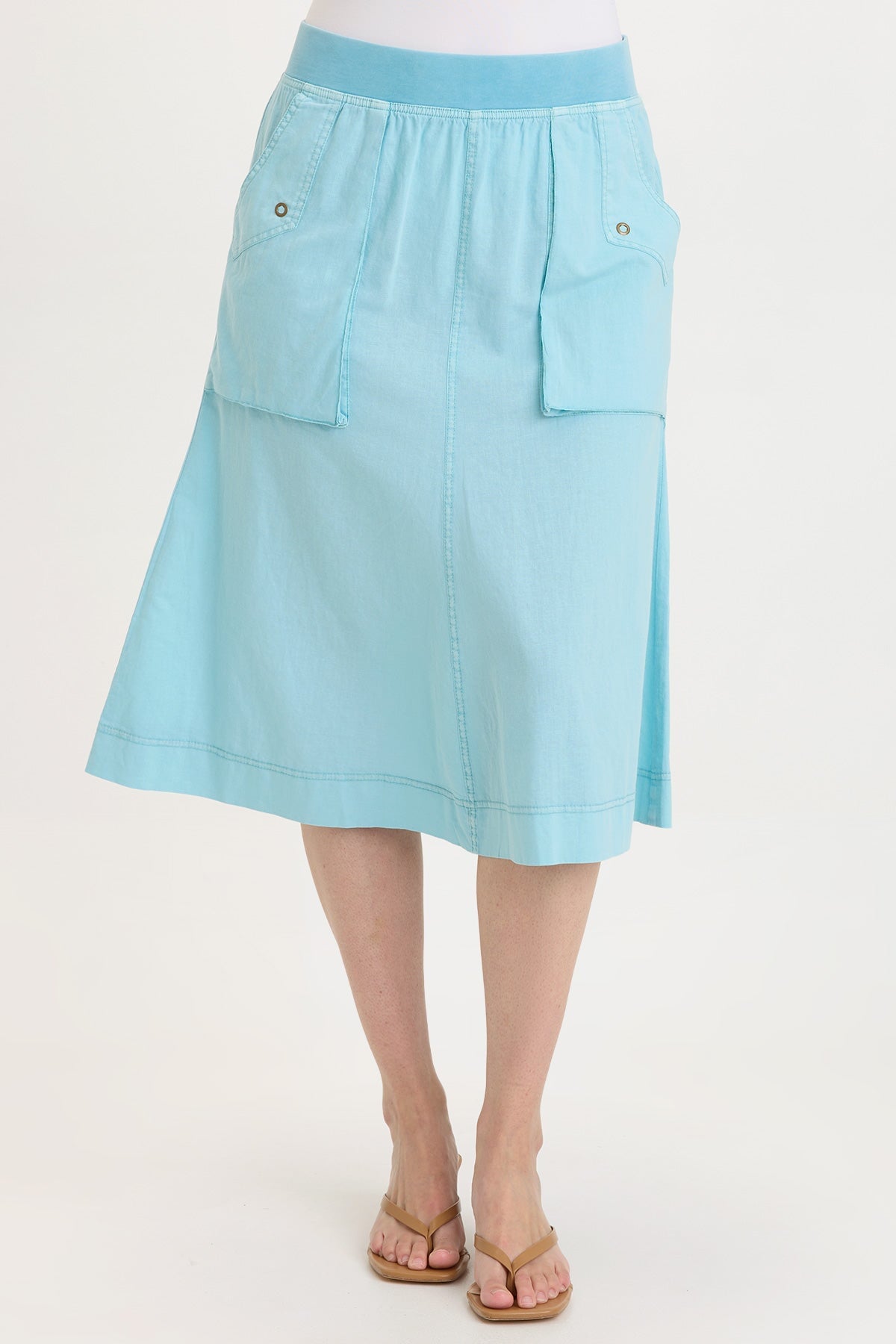 Parvati Cotton Linen Mermaid Flare Midi Skirt Mermaid Tail Pigment - XCVI