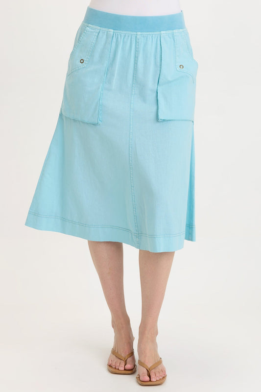 Parvati Cotton Linen Mermaid Flare Midi Skirt Mermaid Tail Pigment - XCVI