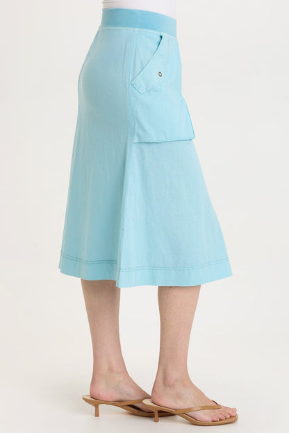 Parvati Cotton Linen Mermaid Flare Midi Skirt Mermaid Tail Pigment - XCVI