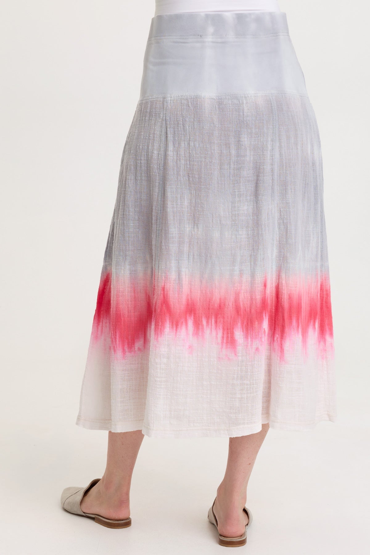 Tani 100% Cotton Gauze Dropped Jersey Waistband Side Pleated Skirt Paradox Wash Magma - XCVI