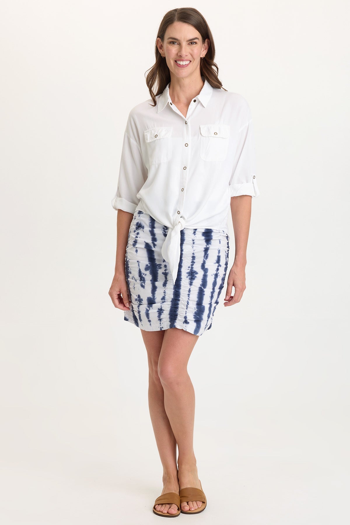 Wearables Trace Ruched Pull-On Stretch Mini Skirt  - XCVI