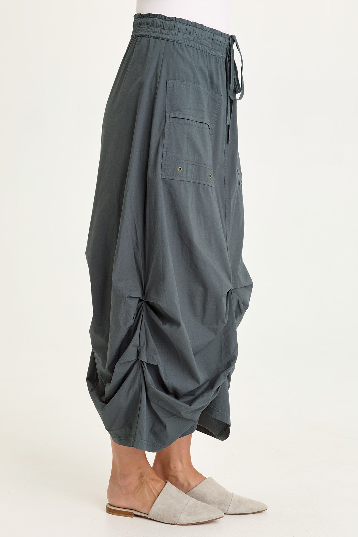 Wearables Hedvig Stretch Poplin Pleated Bubble Hem Skirt Hawthorn Leaf - XCVI