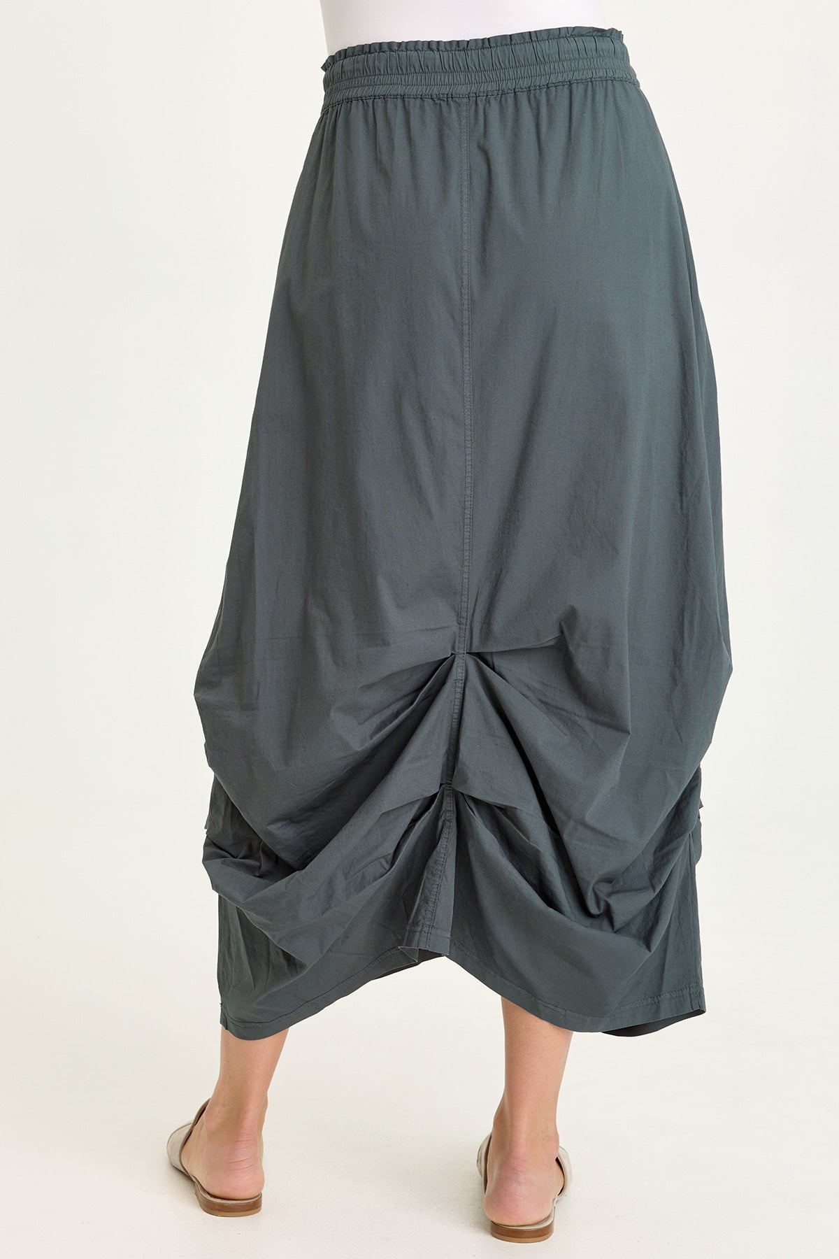 Wearables Hedvig Stretch Poplin Pleated Bubble Hem Skirt Hawthorn Leaf - XCVI
