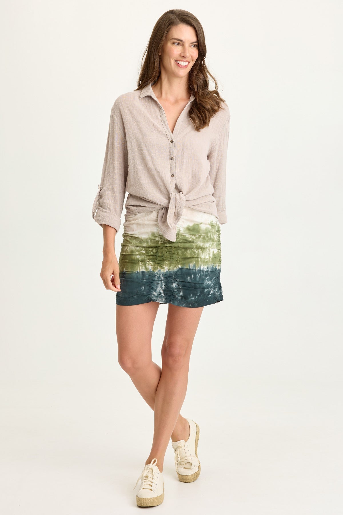 Wearables Trace Ruched Pull-On Stretch Mini Skirt  - XCVI