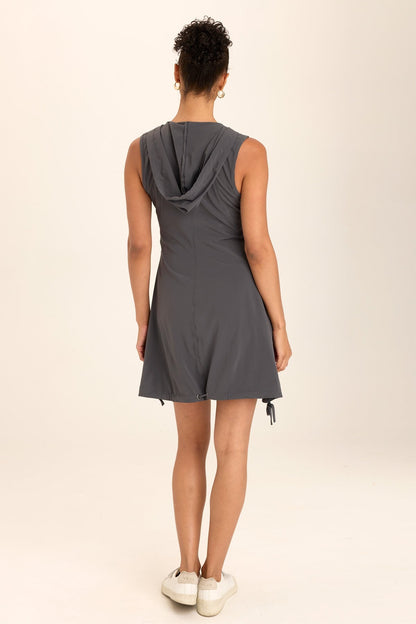 Sumi Active Whisper Stretch Hooded Cargo Mini Dress Charcoal - XCVI