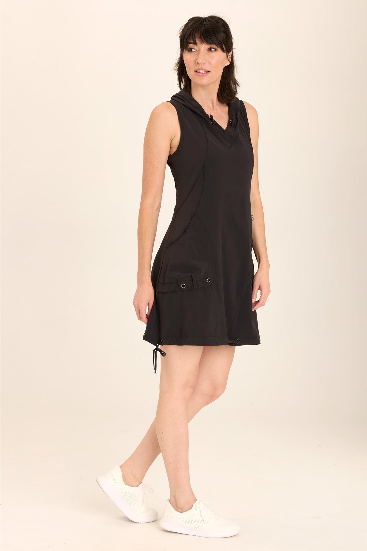 Sumi Active Whisper Stretch Hooded Cargo Mini Dress Black - XCVI