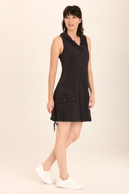 Sumi Active Whisper Stretch Hooded Cargo Mini Dress Black - XCVI