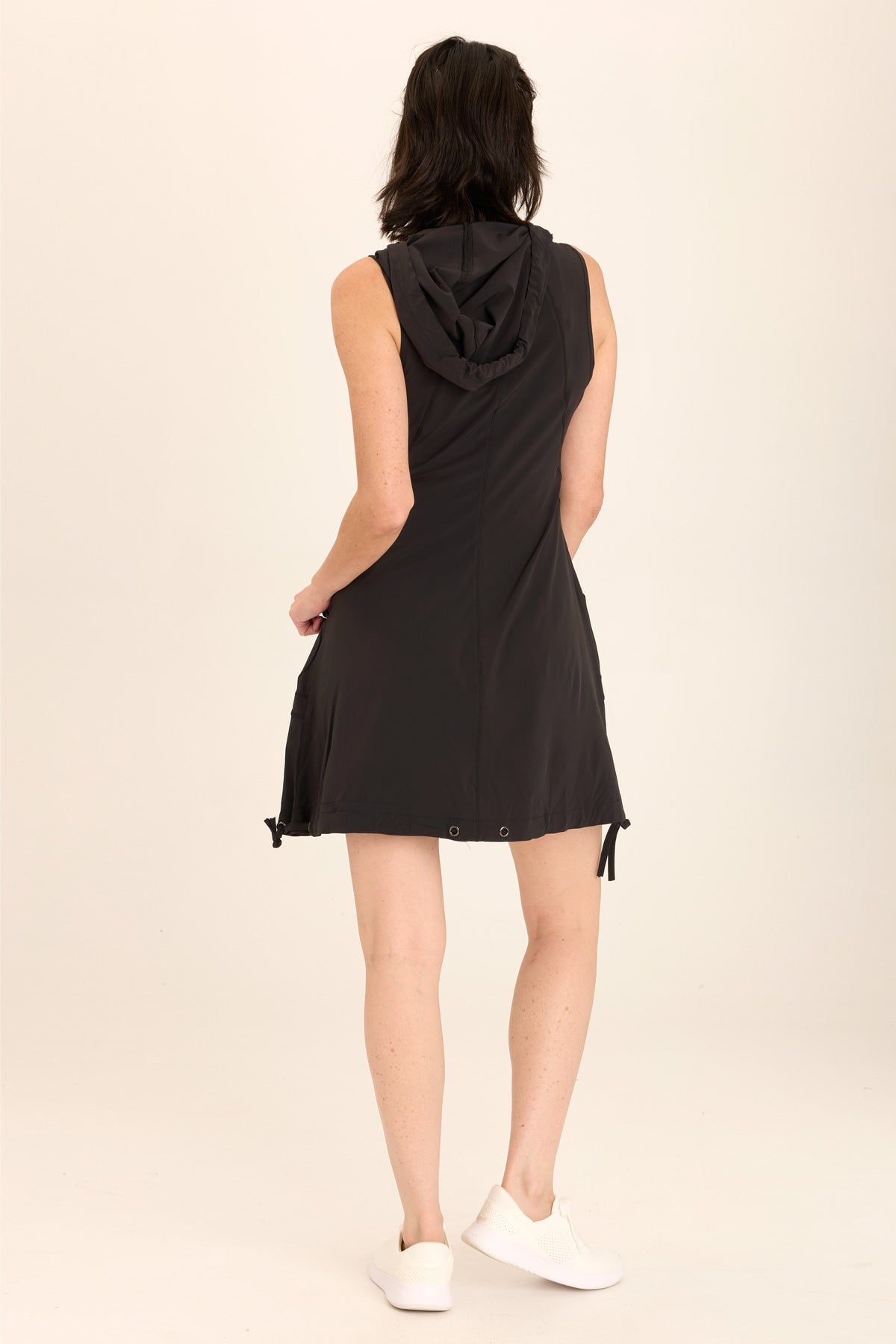 Sumi Active Whisper Stretch Hooded Cargo Mini Dress Black - XCVI