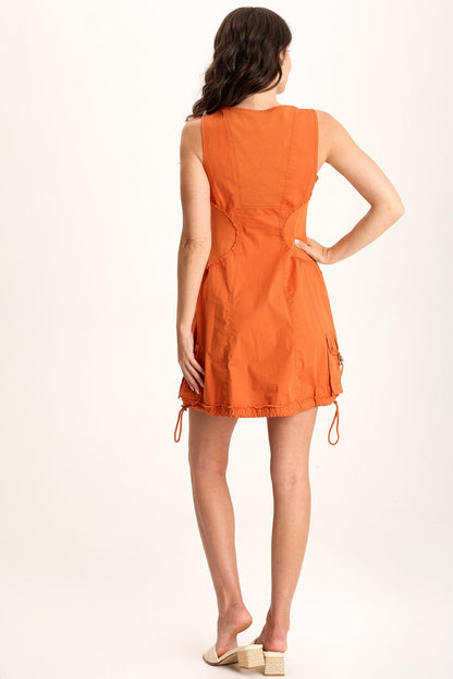 Damara Mini Dress – Poplin with Cargo Pockets Oriole - XCVI