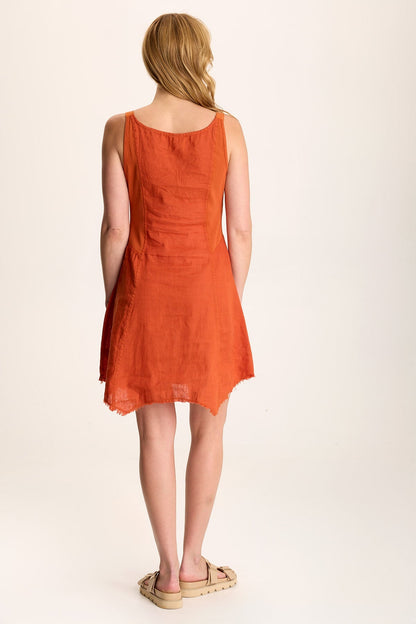 Murlie Linen Dress – Mini Length with Sharkbite Hem Oriole - XCVI