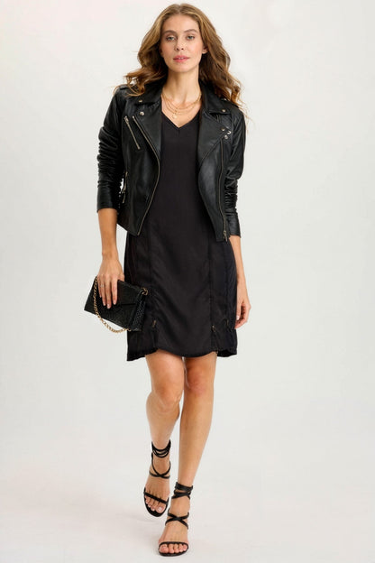 Karima Casual Cinched Twill Tank Dress Black - XCVI