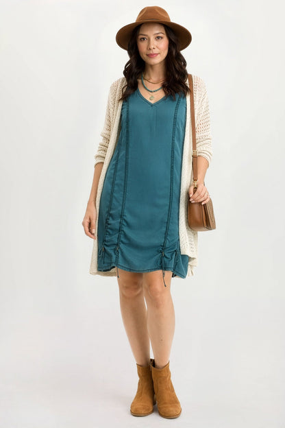 Karima Casual Cinched Twill Tank Dress Tideworn Pigment - XCVI