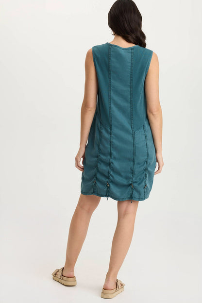 Karima Casual Cinched Twill Tank Dress Tideworn Pigment - XCVI