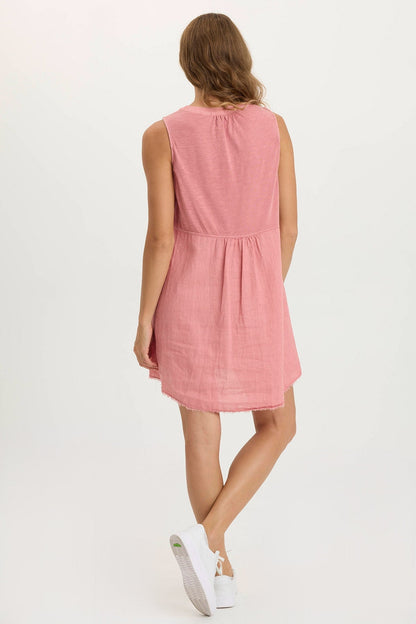 Catava Linen/Jersey Summer Tank Dress Cherry Fizz Pigment - XCVI