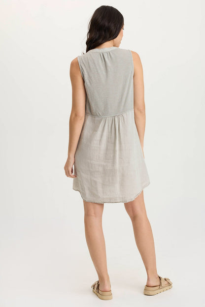 Catava Linen/Jersey Summer Tank Dress Whitecap Pigment - XCVI