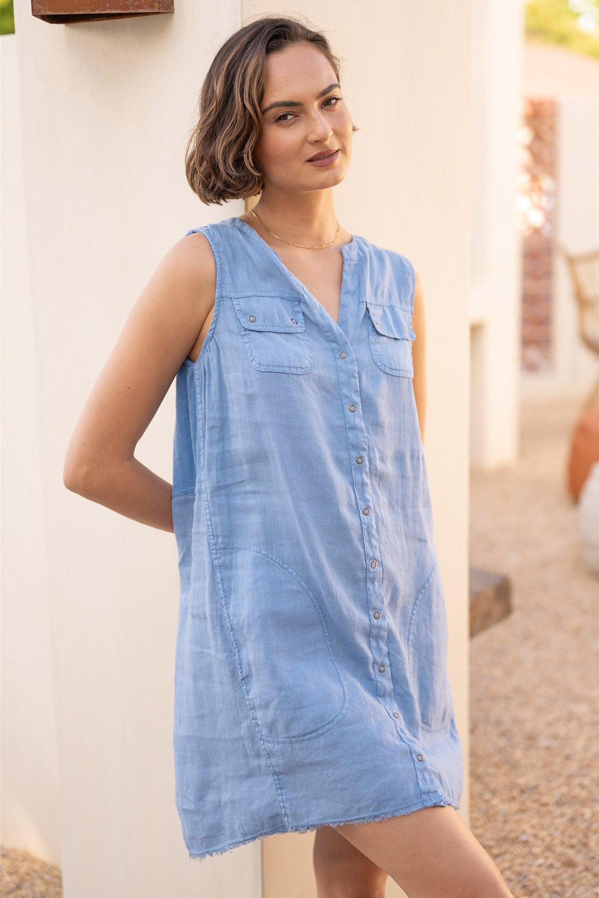 Catava Linen/Jersey Summer Tank Dress Shasta Lake - XCVI
