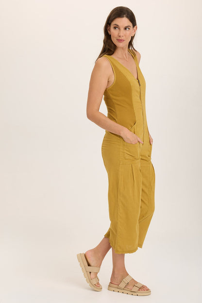 Wearables Linen Macgowan Wide Leg Cargo Jumpsuit in Yellow Radiance Pigment - XCVI