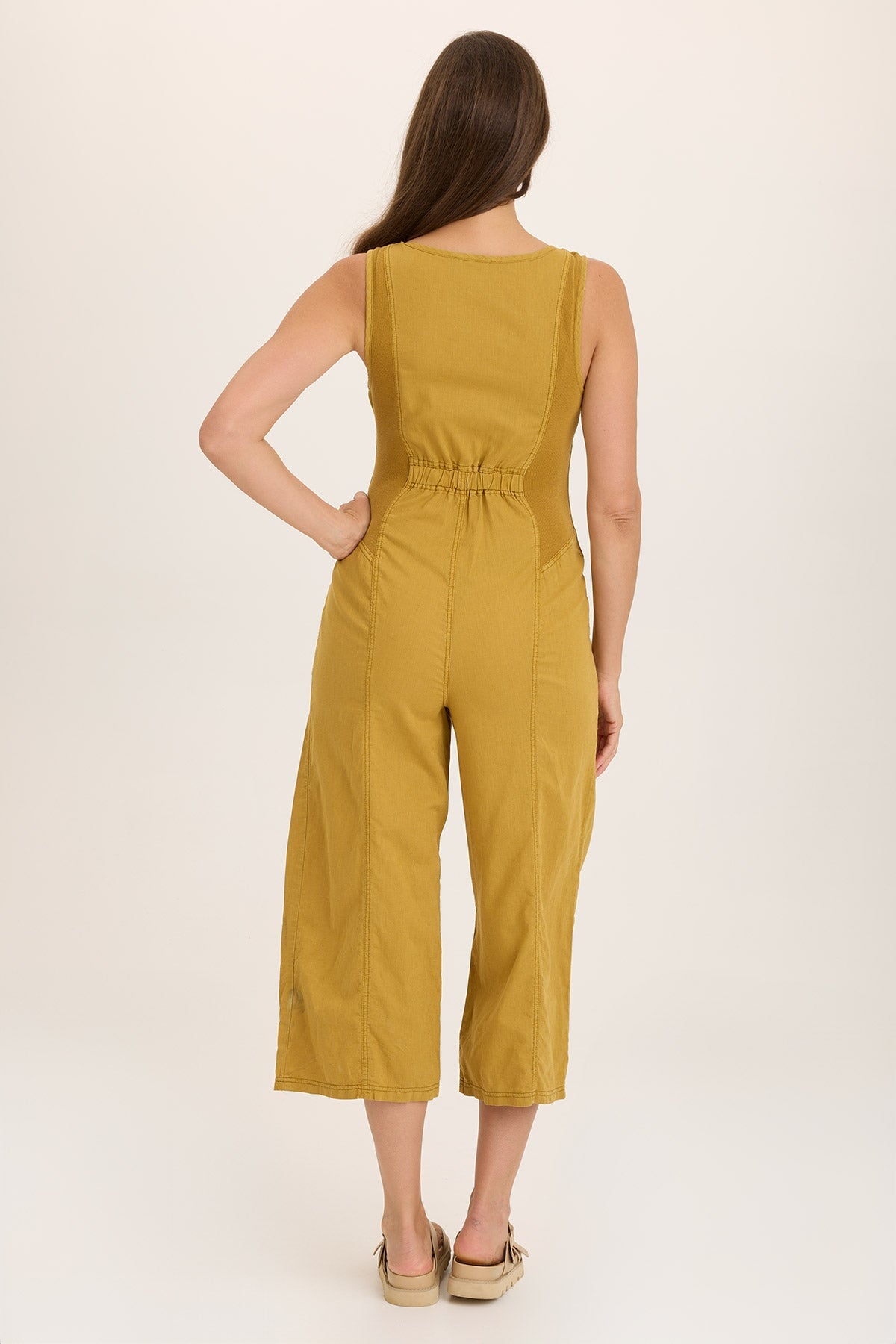 Wearables Linen Macgowan Wide Leg Cargo Jumpsuit in Yellow Radiance Pigment - XCVI
