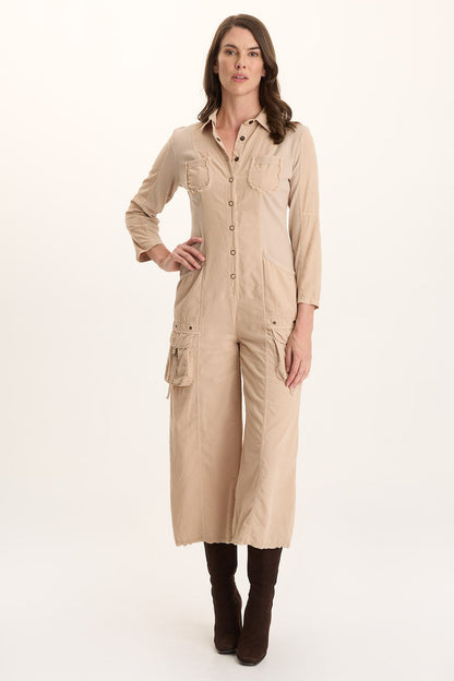 Kaisa Corduroy Long-Sleeve Cargo Jumpsuit Park Avenue - XCVI