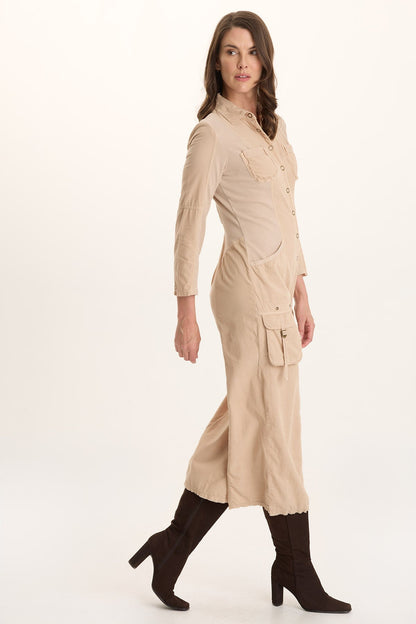 Kaisa Corduroy Long-Sleeve Cargo Jumpsuit Park Avenue - XCVI