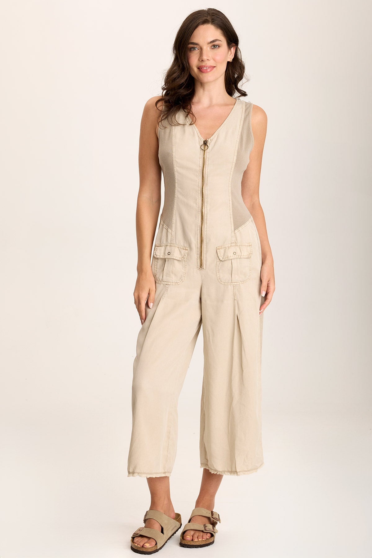 Linette Jumpsuit – V-Neck with Wide Legs and Pockets Tanglewood Pigment - XCVI