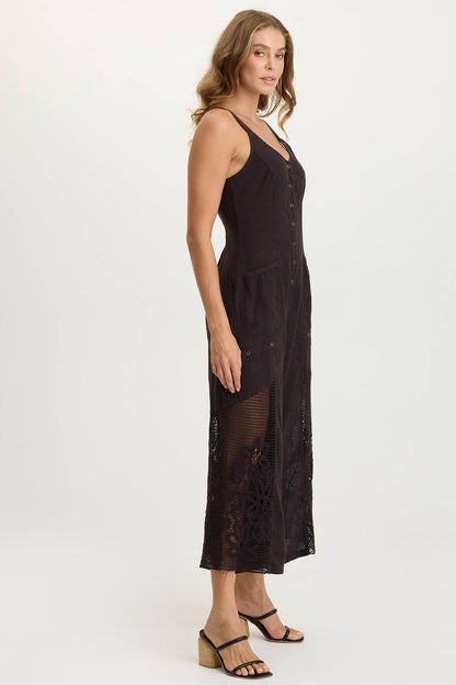 Nairi Mesh Detail Lightweight Jumpsuit Black - XCVI