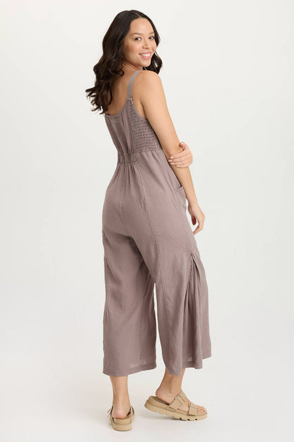 Leoda Versatile Linen Snap-Up Jumpsuit Poppy Seed - XCVI