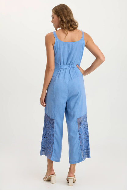 Nairi Mesh Detail Lightweight Jumpsuit Shasta Lake - XCVI