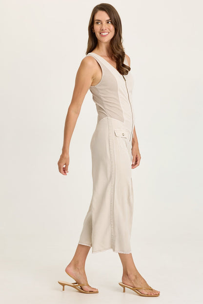 Wearables Linette Twill Zip-Up V-Neck Sleeveless Jumpsuit Clay Pot Pigment - XCVI