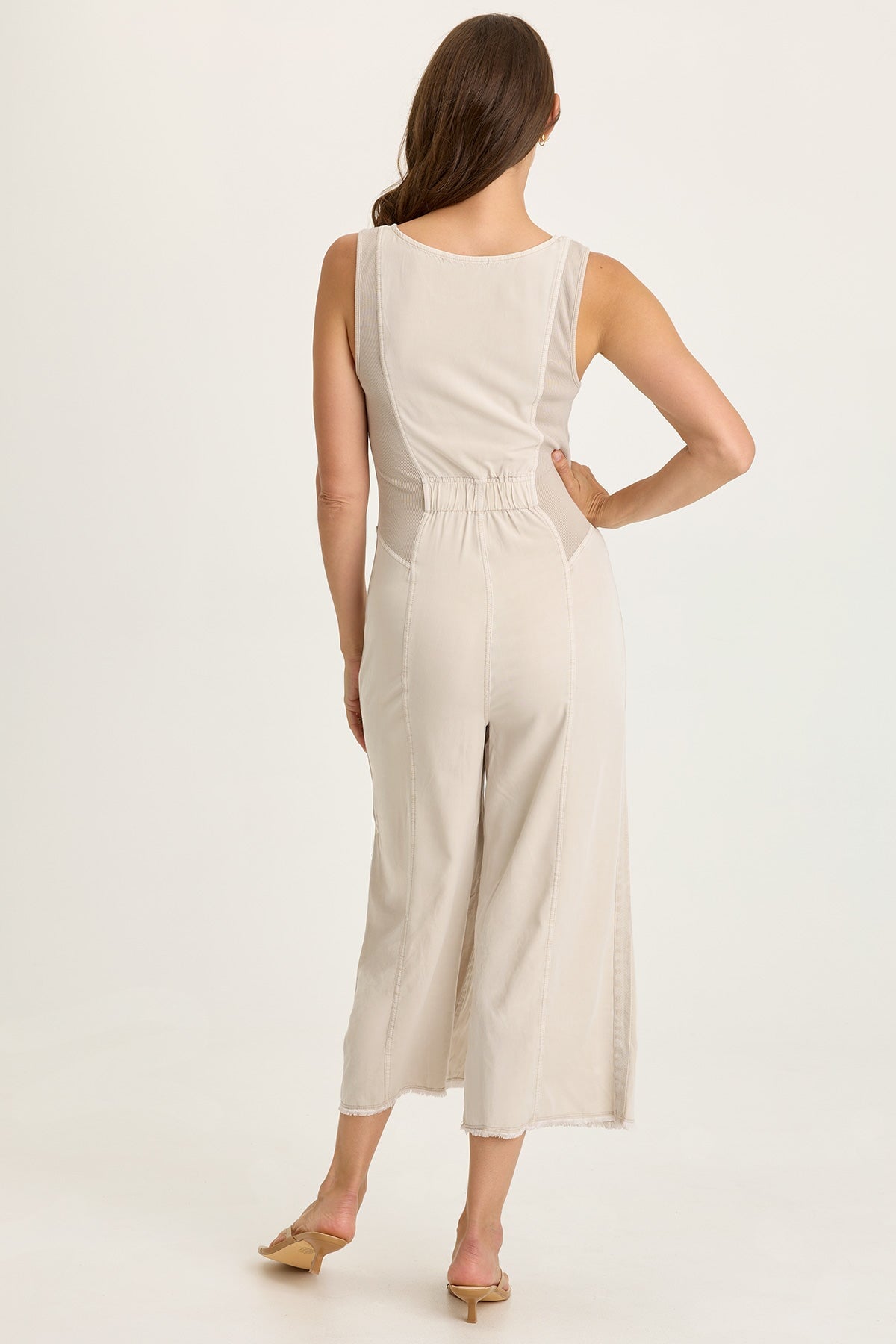 Wearables Linette Twill Zip-Up V-Neck Sleeveless Jumpsuit Clay Pot Pigment - XCVI