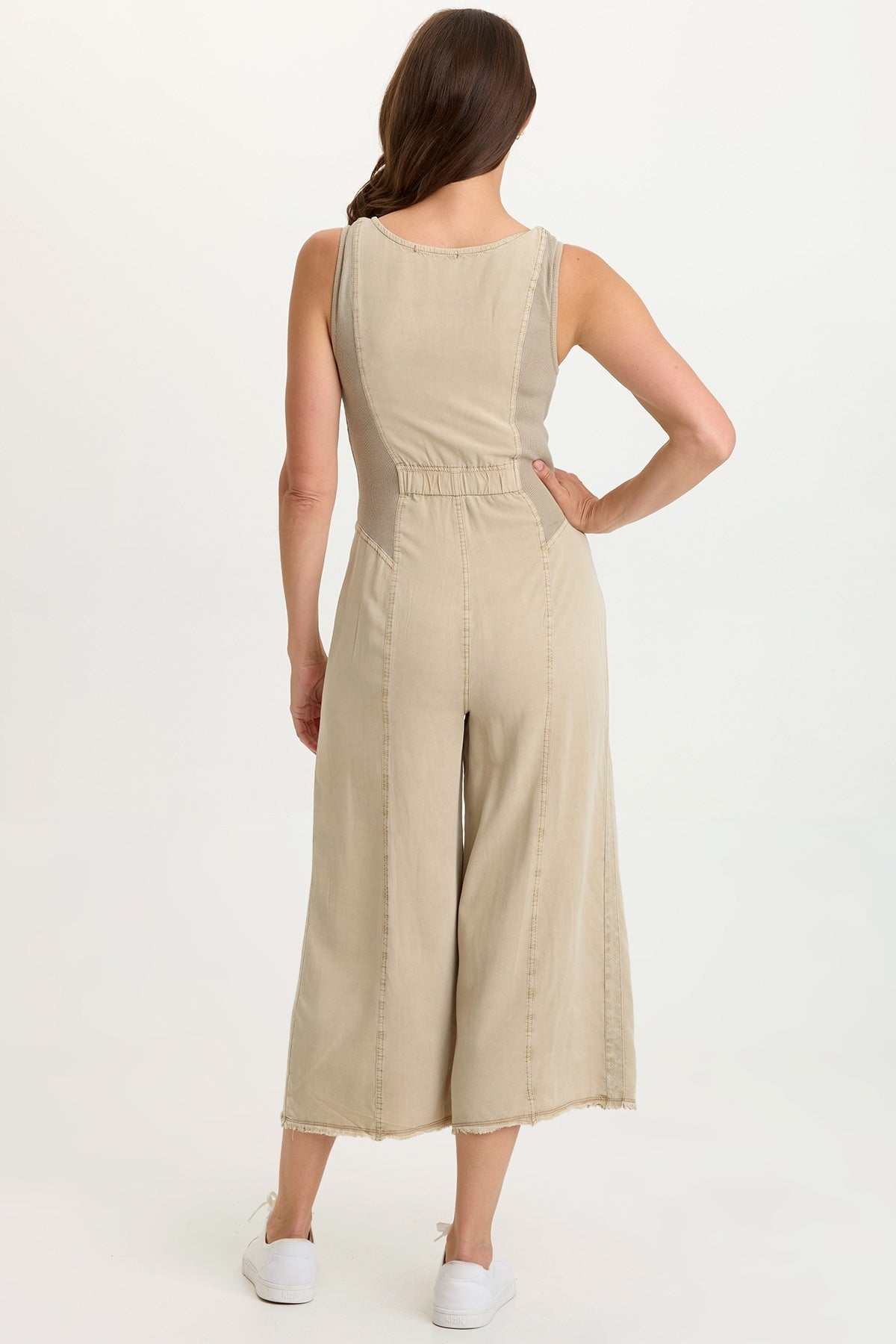 Wearables Linette Twill Zip-Up V-Neck Sleeveless Jumpsuit Roadside Pigment - XCVI