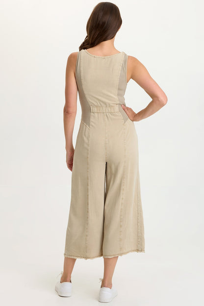 Wearables Linette Twill Zip-Up V-Neck Sleeveless Jumpsuit Roadside Pigment - XCVI